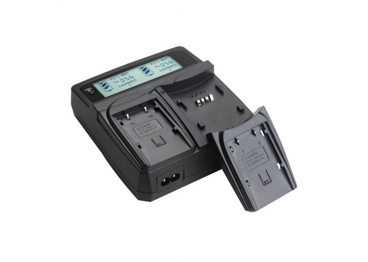 Dual Charger for NP-FW50 NP-F970 NP-W126 FZ-100 LE-E6 Li-ion Batteries with LCD Screen