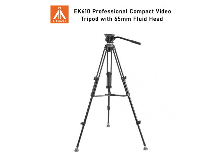 E-IMAGE EK610 Professional Compact Video Tripod with 65mm Fluid Head