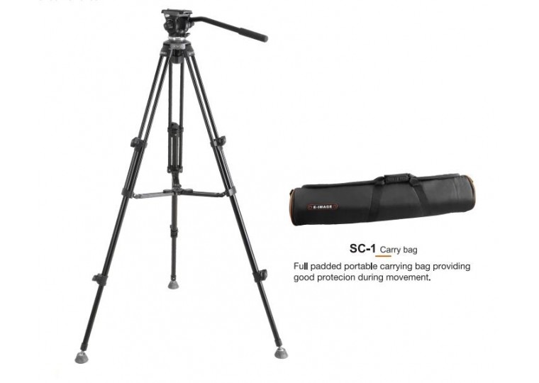 E-IMAGE EK610 Professional Compact Video Tripod with 65mm Fluid Head
