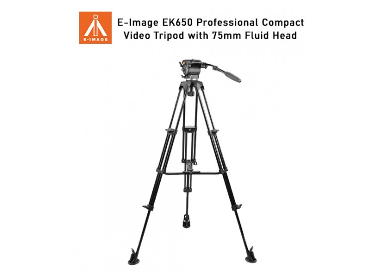 E-Image EK650 Professional Compact Video Tripod with 75mm Fluid Head