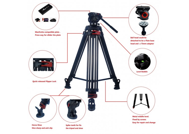 Brilliant MLK-901M Professional Video Tripod and Fluid Head