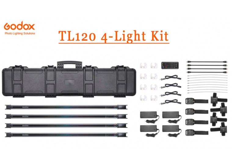 Godox TL120 4-Light Kit Full-Color RGB Tube Light
