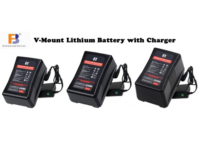 FBTech Rechargeable Lithium V-Mount Battery Pack with Charger