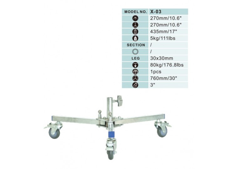 Dearkol X-03 Light Stand Base with Caster Wheels