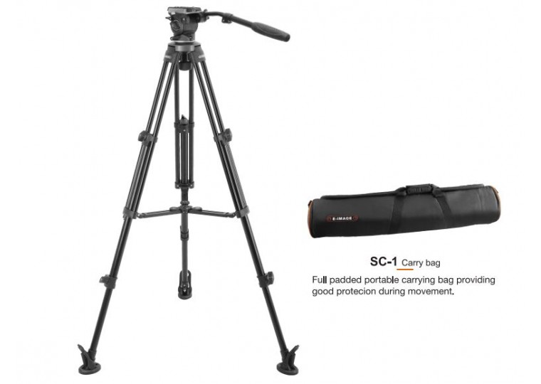 E-Image EK630 Professional Compact Video Tripod with 75mm Fluid Head