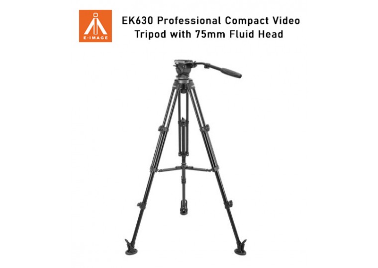 E-Image EK630 Professional Compact Video Tripod with 75mm Fluid Head