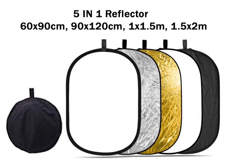 60x90cm 90x120cm 1x1.5m 1.5x2m 5-in-1 Collapsible Oval Reflector