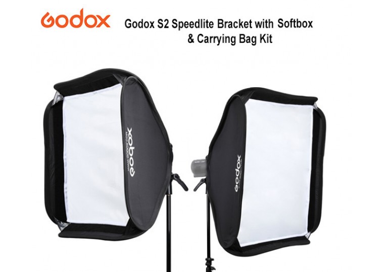 Godox S2 Speedlite Bracket with Softbox and Carrying Bag Kit