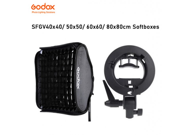 Godox SFGV40x40cm SFGV50x50 SFGV60x60 SFGV80x80 Speedlite Softboxes with S-Type Bowens Mount Bracket and Honeycomb Grid